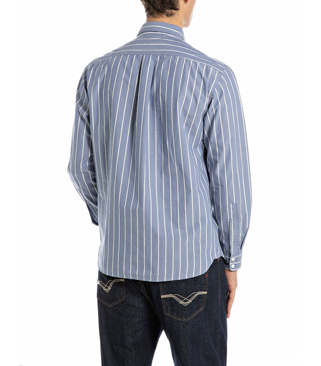 リラックスフィット ストライプコットンシャツ 詳細画像 ブルー 2